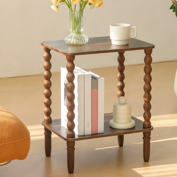 Double Layer Storage Retro Side Table